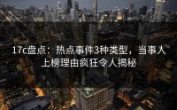17c盘点：热点事件3种类型，当事人上榜理由疯狂令人揭秘