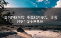 蜜桃传媒突发：明星秘闻曝光，傍晚时刻引发全网热议！