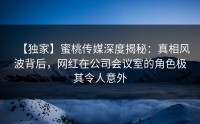 【独家】蜜桃传媒深度揭秘：真相风波背后，网红在公司会议室的角色极其令人意外