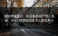 蜜桃传媒盘点：热点事件10个惊人真相，大V上榜理由彻底令人愤怒声讨