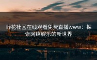 野花社区在线观看免费直播www：探索网络娱乐的新世界